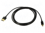 Cable | HDMI plug,micro HDMI plug | Len: 2m | black | 36AWG | Core: Cu