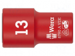 Socket: 6-angles | insulated,socket spanner | HEX 13mm | 1/4" | 1kVAC