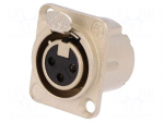 Socket | XLR | female | PIN: 3 | flange (2 holes),for panel mounting