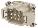 Connector: HDC | contact insert | male | DE | PIN: 6 | 6+PE | size D6B