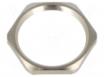 Nut | with earthing | PG21 | brass | nickel | Thk: 3.5mm | Spanner: 32mm