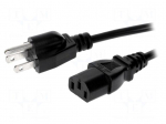 Cable | NEMA 5-15 (B) plug,IEC C13 female | 3m | black | PVC | 3x18AWG