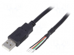 Cable | USB 2.0 | USB A plug,wires | 3m | black | Core: Cu | 24AWG,28AWG