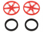 Wheel | red | Shaft: knurled | push-in,screw | &Oslash;: 70mm | Shaft dia: 5.8mm