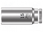 Socket | socket spanner | HEX 15mm | 1/4" | Socket bit length: 50mm