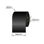 Ribbons 64mm x 300m/25mm/64mm/Resin/Out, melns
