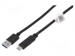 Cable | USB 3.0 | USB A socket,USB C plug | 1.8m
