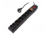 Plug socket strip: protective | Sockets: 7 | 230VAC | 10A | black
