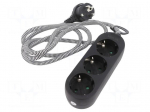 Plug socket strip: supply | Sockets: 3 | 250VAC | 16A | black | 1.5m