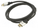 Cable | HDMI plug,both sides | PVC | textile | 1.5m | black