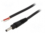 Cable | 1x1mm2 | wires,DC 3,5/1,3 plug | straight | black | 1.5m | round