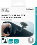 Magnetic car holder DELTACO, suction mount, for mobile phone, black / ARM-C103