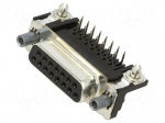 Connector: D-Sub | black | socket | female | Plating: gold-plated | THT