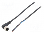 Cable: for sensors/automation | M12 | PIN: 4 | angled | 2m | plug | 250VDC