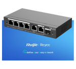 6-Port Gigabit Smart POE Switch: 4 PoE ports, 1 RJ45, 1 SFP, 54W PoE, desktop, steel case.