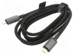 Cable | USB 3.2 | USB C plug,both sides | 1.5m | black | textile | 100W