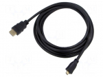 Cable | HDMI plug,micro HDMI plug | PVC | HDMI 2.1 | Len: 2m | black