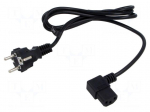 Cable | 3x0.75mm2 | PVC | 1.5m | black | 10A | 250V | Type: UNI-Schuko plug
