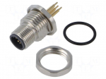 Connector: M12 | 4A | 60V | female | PIN: 5 | IP67 | straight | soldering