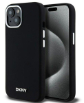 Back panel cover DKNY Apple iPhone 15 hardcase Liquid Silicone Small Metal Logo MagSafe Black
