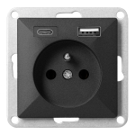 T&ouml;&ouml;riistad ja m&otilde;&otilde;teseadmed // Uued tooted t&ouml;&ouml;riistade, tarvikute kategoorias // Gniazdo pojedyncze p/t 2P+Z z ładowarką USB A+C Pearl, 16A, 250V, PT-16P/USB, czarny