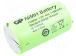 Re-battery: Ni-MH | D | 1.2V | 11000mAh | soldering lugs | &Oslash;33x60mm