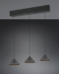 Trio Laguna LED piekarama lampa 3-pc matt black brushed steel 336210332 4017807667646
