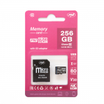 MicroSDXC 256GB atmiņas karte ar SD adapteri, 10. klase, 80 Mb/s, V30 | SDXC | UHS Speed Class 3