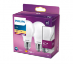 PHILIPS LED stikla 60W A60 E27 Silti balta 2700K 2 gab gab spuldze 8718699777678 929001243067