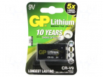 Battery: lithium | 9V | 6F22 | Batt.no: 1 | non-rechargeable