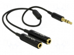 Cable | Jack 3.5mm 3pin socket x2,Jack 3.5mm 3pin plug | 0.25m