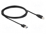 Cable | USB 2.0 | USB A plug double sided,USB B plug | 2m | black
