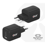 Club 3D Club3D reisilaadija 65W GAN tehnoloogia, 3 porti (2xUSB-C + USB-A), PPS, Power Delivery (PD) 3.0 tugi