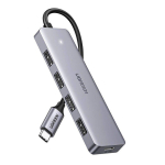 Converter Ugreen  UGREEN 4in1 adapter Hub USB-C to 4x USB 3.0 + USB-C (grey)