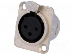 Socket | XLR | female | PIN: 3 | flange (2 holes),for panel mounting