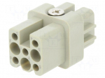 Connector: HDC | female | HD | PIN: 8 | size 1 | w/o contacts | 10A | 50V