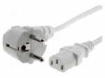 Cable | CEE 7/7 (E/F) plug angled,IEC C13 female | 1.8m | white