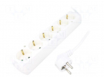Extension lead | Schuko | Sockets: 6 | PVC | white | 3x1,5mm2 | Len: 1.5m