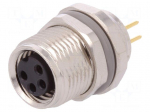 Connector: M8 | female | PIN: 4 | for panel mounting,front side nut
