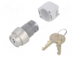 Switch: rotary with key | Stabl.pos: 2 | 22mm | silver | Illumin: none