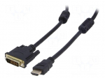 Cable | HDMI 1.4 | DVI-D (24+1) plug,HDMI plug | 1.8m | black