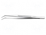 Tweezers | 150mm | Blades: narrow,curved | universal | tips serrated