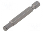 Screwdriver bit | hex key | HEX 5mm | 1/4" | Overall len: 50mm