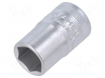 Socket | socket spanner | HEX 15mm | 1/2" | Socket bit length: 38mm