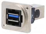Coupler | USB A socket,USB B socket | FT | USB 3.0 | metal | Thread: M3