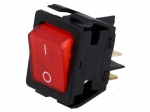 ROCKER | DPST | Pos: 2 | ON-OFF | 16A/250VAC | 20A/28VDC | red | neon lamp