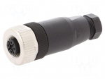 Connector: M12 | plug | PIN: 4 | female | straight | IP67 | screw terminal