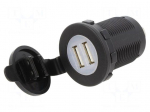 USB power supply | USB A socket x2 | Sup.volt: 12&divide;24VDC | 5V/2.4A