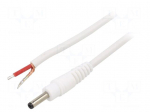 Cable | 1x1mm2 | wires,DC 3,5/1,3 plug | straight | white | 1.5m | round