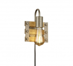 Trio-Lighting Khan  E27 antique steel/wood sienas lampa